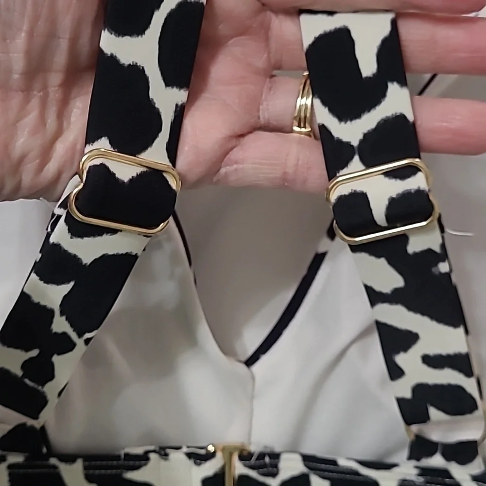 Time and Tru Black & White Spotted Bikini Top Size 1X (16W-18W)